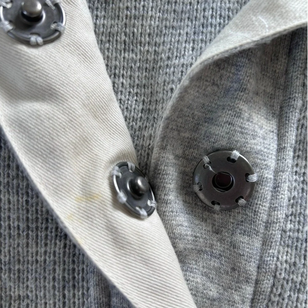 J.Crew Wool Blend Shawl Collar Sweater Men's Small Gray Button Neck Pullover